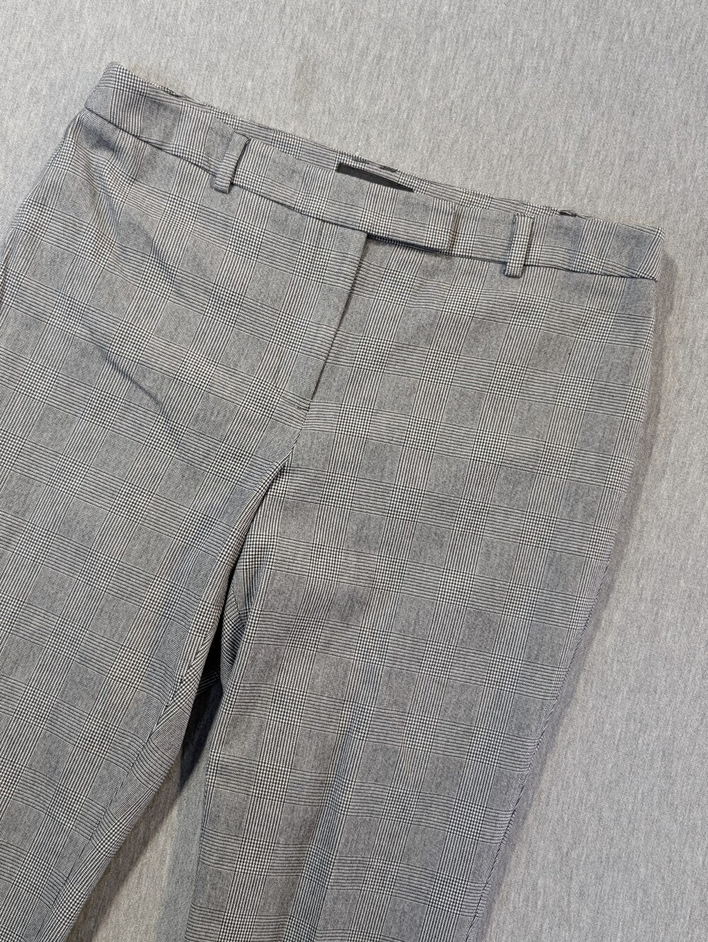 Talbots High Waist Straight Dress Pant Women's 12P Grey Blac White Plaid